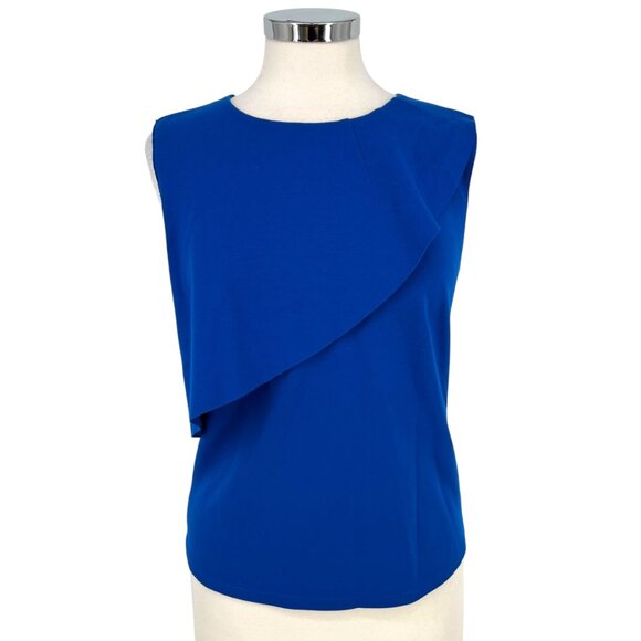 Akris Punto Draped Sleeveless Bright Blue Top Size 10 - Picture 1 of 11